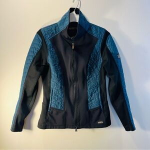 Kerrits Teal and Black Stretch Quilted Riding Jacket size Small